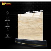 GẠCH LÁT NỀN 1200X1200 VÂN ĐÁ TRAVERTINE VÀNG NHẬP KHẨU CAO CẤP