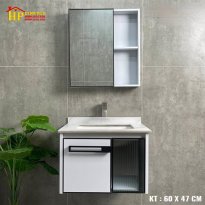 LAVABO TỦ NHÔM 60X47 MÀU TRẮNG NHẬP KHẨU CAO CẤP GIÁ RẺ