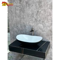 BÀN ĐÁ ĐEN 1 TẦNG CHỈ VÀNG