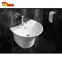 LAVABO LIỀN KHỐI TRẮNG SỨ TRÒN LB24 NHẬP KHẨU CAO CẤP GIÁ RẺ