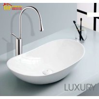 LAVABO SỨ TRẮNG HÌNH THỔI VÀNG LB24 NHẬP KHẨU CAO CẤP GIÁ RẺ