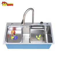 CHẬU RỬA CHÉN INOX THÁC NƯỚC VÒI BA CHẾ ĐỘ 7646VA NHẬP KHẨU CAO CẤP