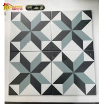 GẠCH BÔNG 20X20 HÌNH 4D NỀN TRẮNG BÔNG XANH ĐEN CAO CẤP GIÁ RẺ