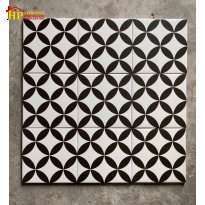 GẠCH TRANG TRÍ 20X20 MÀU TRẮNG HỌA TIẾT ĐỒNG TIỀN ĐEN NHẬP KHẨU CAO CẤP