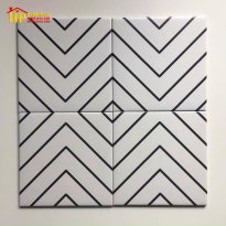 GẠCH TRANG TRÍ 20X20 MÀU TRẮNG HỌA TIẾT KẺ SỌC ĐỐI XỨNG NHẬP KHẨU CAO CẤP