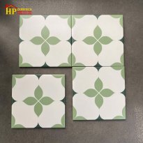 GẠCH TRANG TRÍ 20X20 MÀU TRẮNG HỌA TIẾT BÔNG XANH BO VIỀN NHẬP KHẨU CAO CẤP 