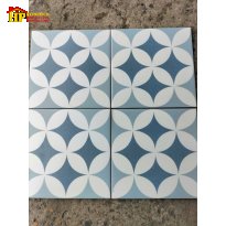 GẠCH TRANG TRÍ 20X20 MÀU XANH DƯƠNG HỌA TIẾT ĐỒNG TIỀN TRẮNG NHẬP KHẨU CAO CẤP