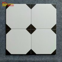 GẠCH TRANG TRÍ  20X20 MÀU TRẮNG NHẤM TAM GIÁC BỐN GÓC ĐEN NHẬP KHẨU CAO CẤP
