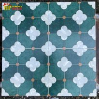 GẠCH TRANG TRÍ 20X20 MÀU XANH HOA VĂN CỎ BỐN LÁ XÀ CỪ NHẬP KHẨU CAO CẤP