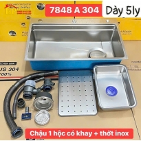 CHẬU RỬA CHÉN 7843 1 HỘC DÀY 