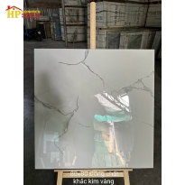 GẠCH LÁT NỀN 80X80 TRẮNG VÂN KHÓI NHẬP KHẨU KHẮC KIM VÀNG