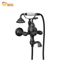 SEN TẮM GẮN TƯỜNG CỔ ĐIỂN ĐỒNG THAU MẠ ĐEN S-24B