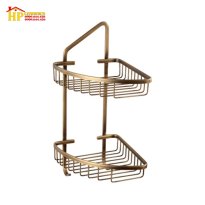 KỆ GÓC 2 TẦNG ĐỒNG THAU CỔ ĐIỂN