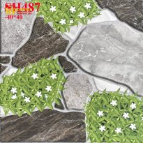 GẠCH SÂN VƯỜN 40X40 SỎI NÂU CỎ XANH BÔNG GIÁ RẺ