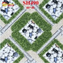 GẠCH SÂN VƯỜN 40X40 SỎI TRẮNG ĐEN CỎ NĂM Ô GIÁ RẺ