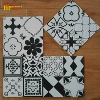 GẠCH ỐP LÁT 30X30 TRANG TRÍ BÔNG CỔ ĐIỂN TRẮNG ĐEN CAO CẤP GIÁ RẺ