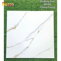 GẠCH LÁT NỀN 80X80 TRẮNG VÂN KHÓI VÀNG 8820 CAO CẤP GIÁ RẺ
