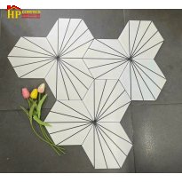 GẠCH LÁT NỀN 200X230 LỤC GIÁC TRẮNG CHỈ ĐEN CAO CẤP GIÁ RẺ
