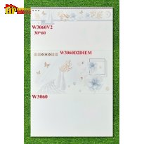 GẠCH ỐP TƯỜNG 30X60 TRẮNG TRƠN ĐIỂM BÔNG BƯỚM 3060 CAO CẤP GIÁ RẺ