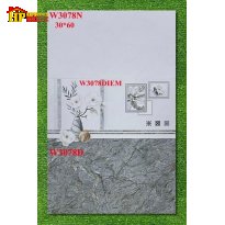 GẠCH ỐP TƯỜNG 30X60 VÂN ĐÁ XÁM ĐÂM LỢT ĐIỂM BÌNH BÔNG SỨ 3078 CAO CẤP GIÁ RẺ