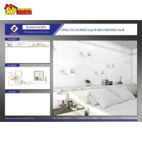 GẠCH ỐP TƯỜNG 30X60 TRẮNG TRƠN ĐIỂM BÔNG TRẮNG CHỈ VÀNG 3600 CAO CẤP GIÁ RẺ