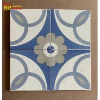 GẠCH BÔNG 20X20 HOA VĂN XANH NỀN KEM GHÉP CỔ ĐIỂN CAO CẤP GIÁ RẺ