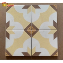 GẠCH BÔNG 20X20 NỀN TRẮNG HOA VĂN VÀNG NÂU CỔ XƯA CAO CẤP GIÁ RẺ