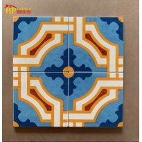 GẠCH BÔNG 20X20 NỀN XANH BIỂN HOA VĂN VÀNG CỔ XƯA CAO CẤP GIÁ RẺ