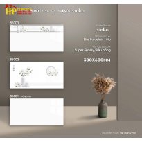 GẠCH ỐP TƯỜNG 30X60 TRẮNG TRƠN ĐIỂM BÌNH BÔNG HOA TRẮNG SIÊU BÓNG 85003 CAO CẤP GIÁ RẺ