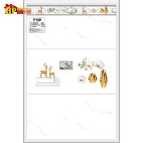 GẠCH ỐP TƯỜNG 40X80 TRẮNG VÂN KHÓI CHỈ VÀNG ĐIỂM NAI VÀNG 48602 CAO CẤP GIÁ RẺ