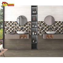 GẠCH ỐP TƯỜNG 30X60 VÂN ĐÁ NÂU ĐẬM LỢT ĐIỂM HÌNH CHỮ C HIỆU ỨNG 3D NHẬP KHẨU CAO CẤP