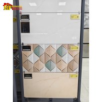 GẠCH ỐP TƯỜNG 30X60 VÂN ĐÁ TỰ NHIÊN MÀU VÀNG KEM ĐIỂM CHIẾC LÁ 3D NHẬP KHẨU CAO CẤP