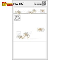 GẠCH ỐP TƯỜNG 30X60 MÀU TRẮNG TRƠN ĐIỂM CỤM HOA MÀU TRẮNG VỚI ĐƯỜNG GÂN LÁ NẠM VÀNG GOLD CAO CẤP GIÁ RẺ