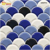 GẠCH TRANG TRÍ 30X30 MÀU XANH ĐEN TRẮNG HỌA TIẾT VẢY CÁ CAO CẤP GIÁ RẺ
