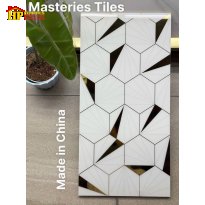 GẠCH TRANG TRÍ 30X60 MÀU TRẮNG HỌA TIẾT TỔ ONG LỤC GIÁC CÁNH QUẠT NHỦ VÀNG NHẬP KHẨU CAO CẤP