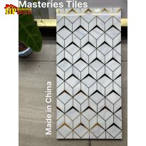 GẠCH TRANG TRÍ 30X60 MÀU TRẮNG VÂN MÂY HỌA TIẾT HÌNH HỌC LẬP PHƯƠNG 3D NHŨ VÀNG NHẬP KHẨU CAO CẤP