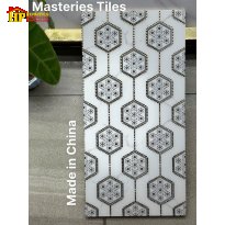GẠCH TRANG TRÍ 30X60 MÀU TRẮNG VÂN KHÓI HỌA TIẾT TỔ ONG KHẮC KIM NHẬP KHẨU CAO CẤP