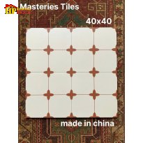 GẠCH BÔNG 40X40 SẮC MÀU TRẮNG KEM HỌA TIẾT HOA 4 CÁNH NÂU NHẬP KHẨU CAO CẤP