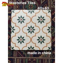 GẠCH TRANG TRÍ BÔNG 40X40 SẮC MÀU TRẮNG HỌA TIẾT HOA 8 CÁNH XANH NHẬP KHẨU CAO CẤP