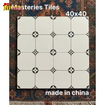 GẠCH BÔNG TRANG TRÍ 40X40 SẮC MÀU TRẮNG KEM HỌA TIẾT HOA BỐN CÁNH NẰM TRONG VÒNG TRÒN NHẬP KHẨU CAO CẤP