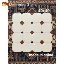 GẠCH TRANG TRÍ BÔNG 40X40 SẮC MÀU KEM HỌA TIẾT BÔNG BỐN CÁNH NÂU NHẬP KHẨU CAO CẤP