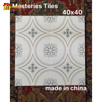 GẠCH TRANG TRÍ 40X40 SẮC MÀU TRẮNG HỌA TIẾT THẢM VÒNG TRÒN LỚN CÓ CỤM HOA 4 CÁNH CỔ ĐIỂN NHẬP KHẨU