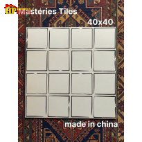 GẠCH TRANG TRÍ 40X40 SẮC MÀU TRẮNG KEM HỌA TIẾT Ô VUÔNG ĐEN NHẬP KHẨU CAO CẤP