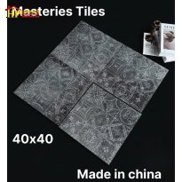 GẠCH TRANG TRÍ 40X40 TONE MÀU ĐEN THAN HOA VĂN BÔNG CỔ ĐIỂN NHẬP KHẨU CAO CẤP