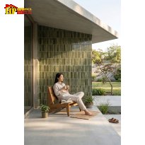 GẠCH TRANG TRÍ VĨ 268X290 MOSAIC GỐM SẮC XANH RÊU 2 THANH ĐAN XEN 22X145 VÀ 45X145 NHẬP KHẨU CAO CẤP