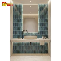 GẠCH TRANG TRÍ VĨ 268X290 MOSAIC GỐM SẮC XANH ĐẠI DƯƠNG GIỮA 2 THANH 22X145 VÀ 45X145 NHẬP KHẨU CAO CẤP
