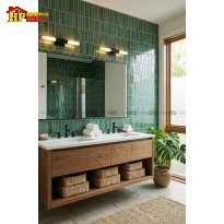 GẠCH TRANG TRÍ VĨ 268X290 SẮC XANH LỤC BẢO ĐAN XEN 2 THANH 22X145 VÀ 45X145 NHẬP KHẨU CAO CẤP