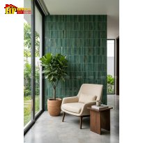 GẠCH TRANG TRÍ VĨ 268X290 SẮC XANH LỤC BẢO ĐAN XEN 2 THANH 22X145 VÀ 45X145 NHẬP KHẨU CAO CẤP