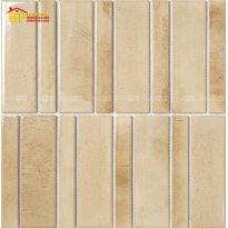 GẠCH TRANG TRÍ 268X290 VĨ MOSAIC ĐAN XEN 2 THANH 22X145 VÀ 45X145 MÀU KEM ĐẬM LỢT NHẬP KHẨU CAO CẤP