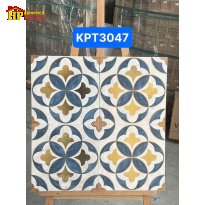 GẠCH TRANG TRÍ 30X30 NỀN MÀU TRẮNG HỌA TIẾT HOA 4 CÁNH TRÒN ĐAN XEN NHẬP KHẨU CAO CẤP